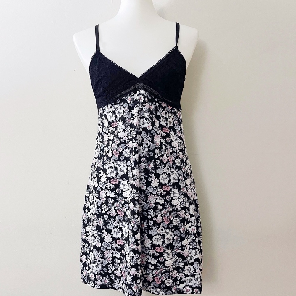 90s Y2k XOXO Floral LaceTrim Nightgown Babydoll Dress Fairycore Cottagecore Boho